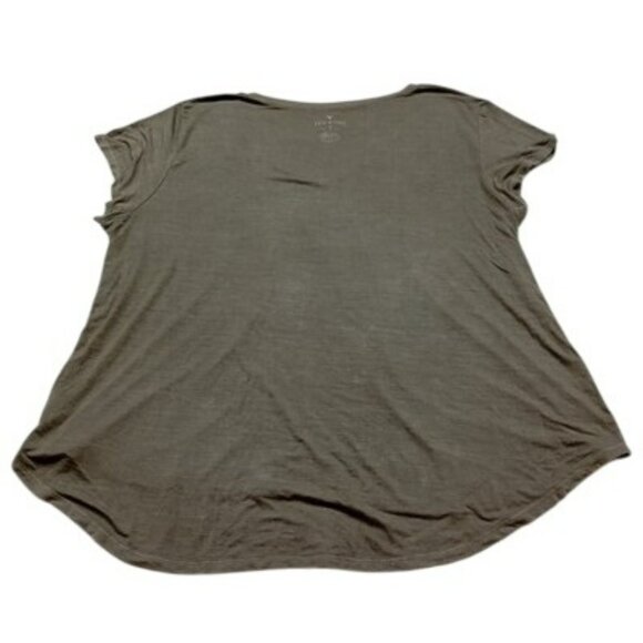 American Eagle Soft & Sexy Olive Green V-Neck Top XXL With Floral Embroidery - Picture 4 of 9